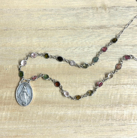 Miraculous Medal Tourmaline Necklace