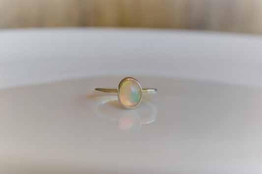 Real Opal Ring, Silver Opal Ring, Natural Opal Ring, Bezel Set, Simple Setting, Sterling Silver