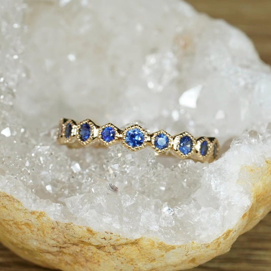 Sapphire Ring in 14kt Gold, Natural Sapphire Gemstone Ring, Birthstone Ring, Real Gold Band