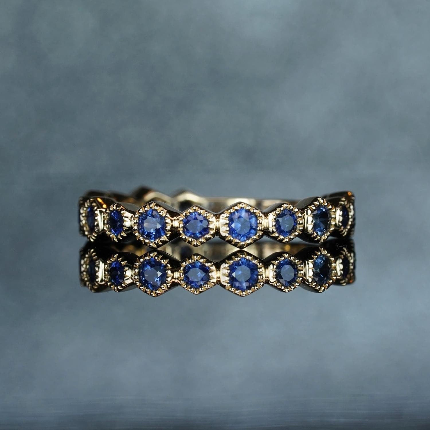 Sapphire Ring in 14kt Gold, Natural Sapphire Gemstone Ring, Birthstone Ring, Real Gold Band